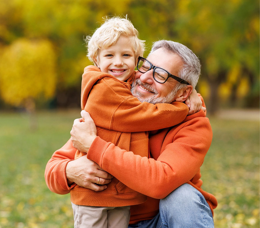 Kid grandpa smiling